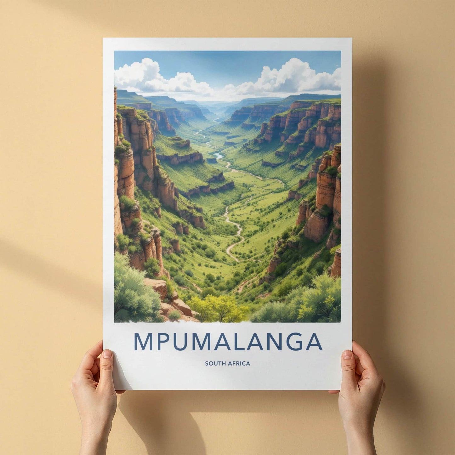Mpumalanga Poster - South Africa Travel Art - Lush Green Canyon Home Decor