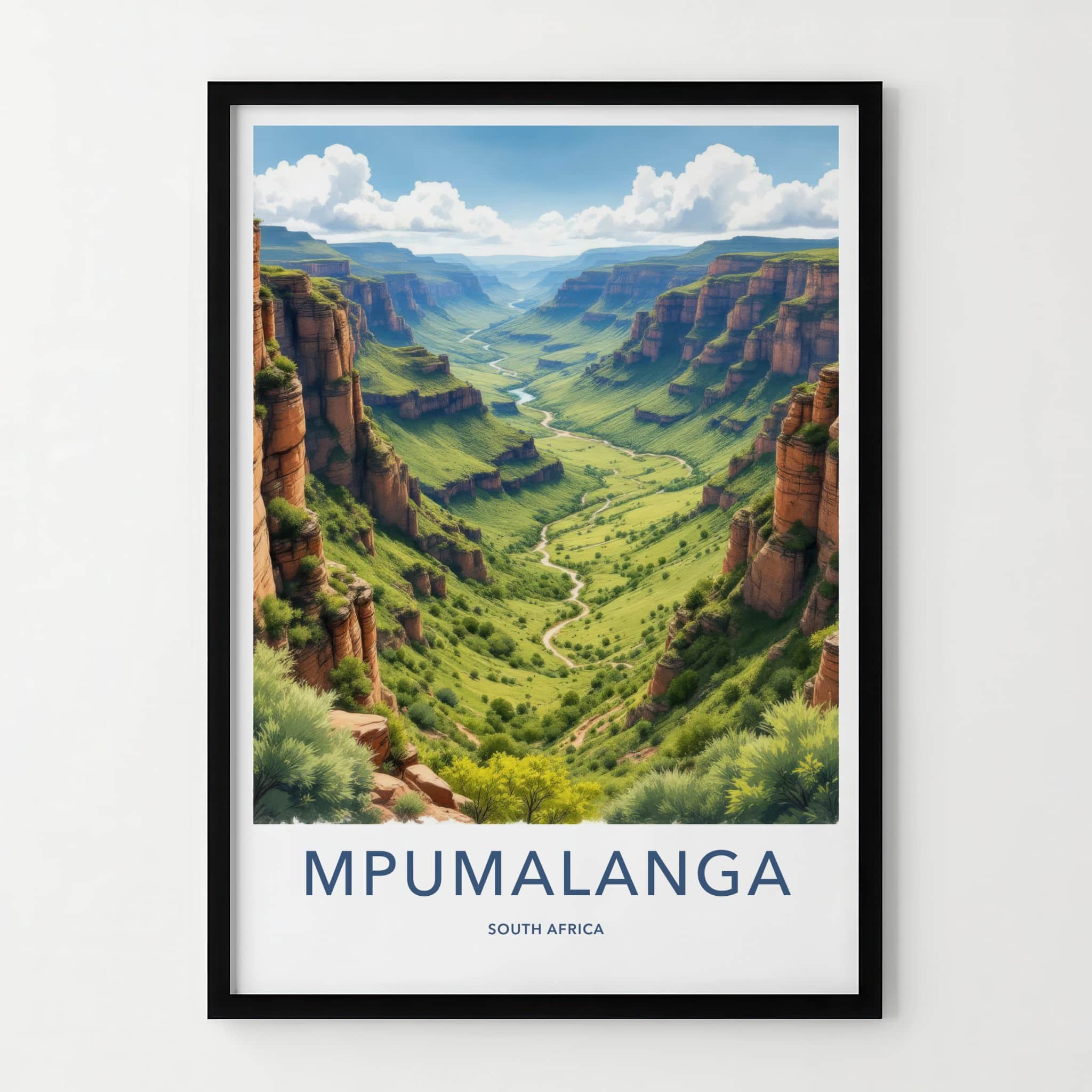 Mpumalanga Poster - South Africa Travel Art - Lush Green Canyon Home Decor
