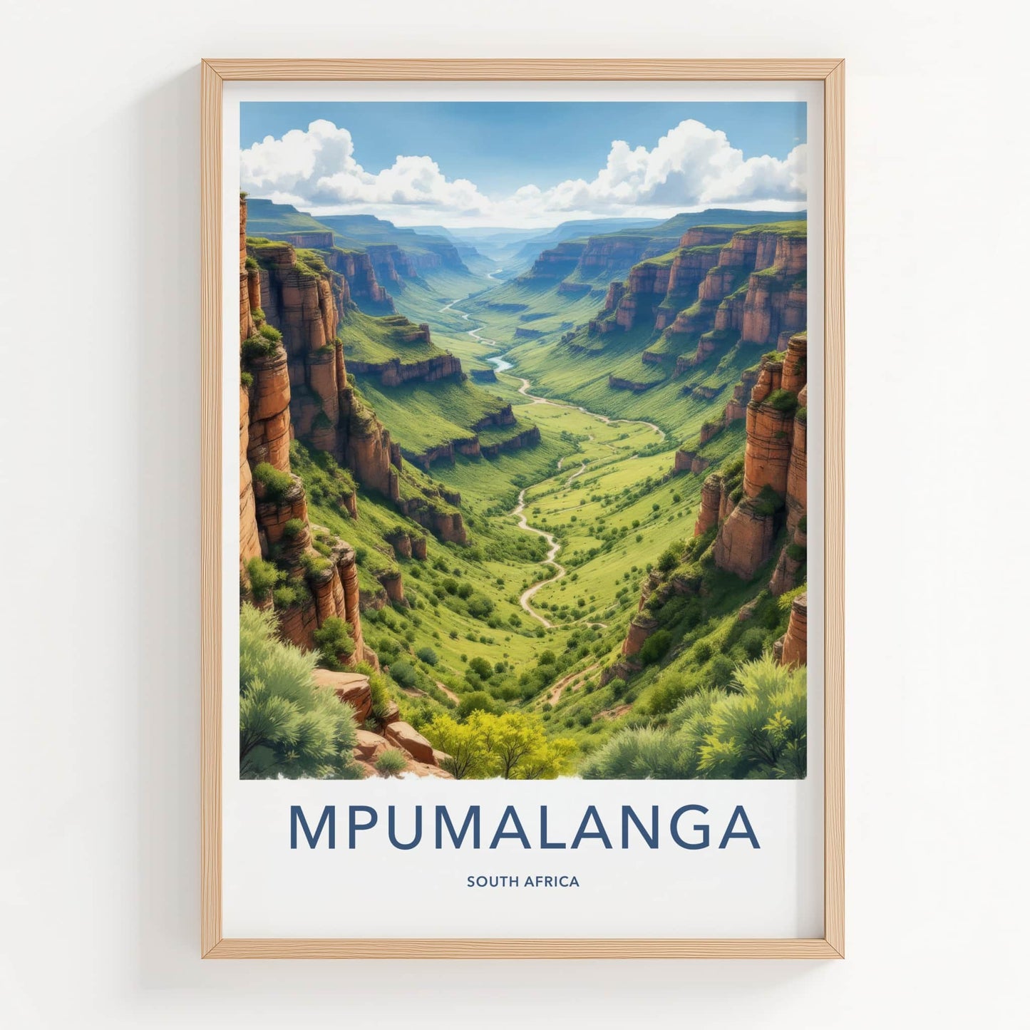 Mpumalanga Poster - South Africa Travel Art - Lush Green Canyon Home Decor