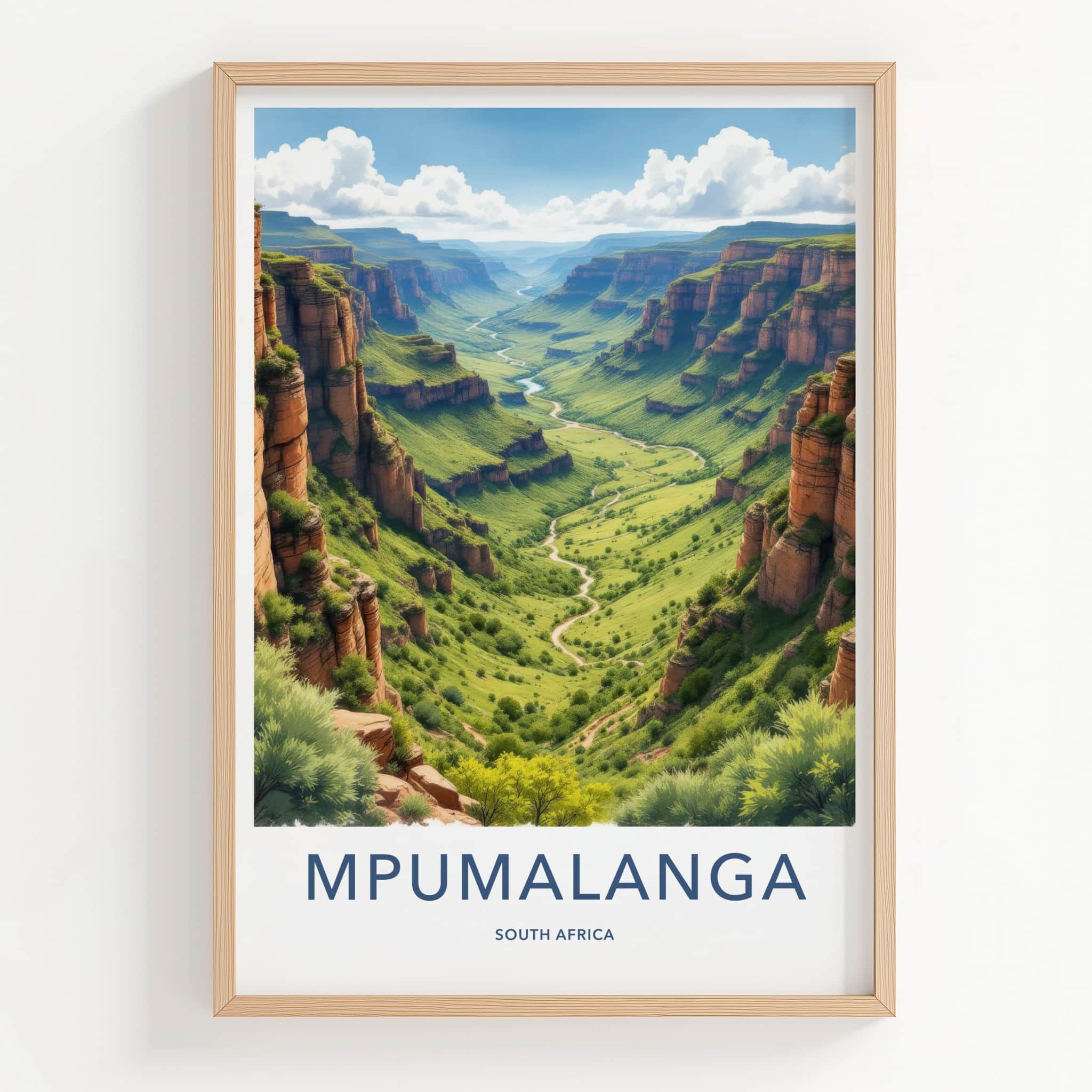 Mpumalanga Poster - South Africa Travel Art - Lush Green Canyon Home Decor