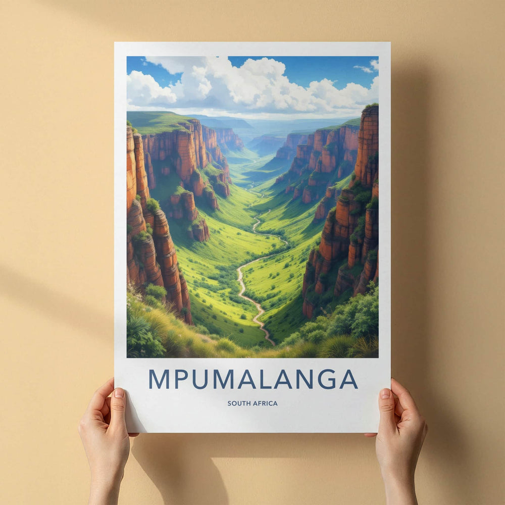 Mpumalanga Poster - South Africa Travel Art - Verdant Canyon Landscape Home Decor