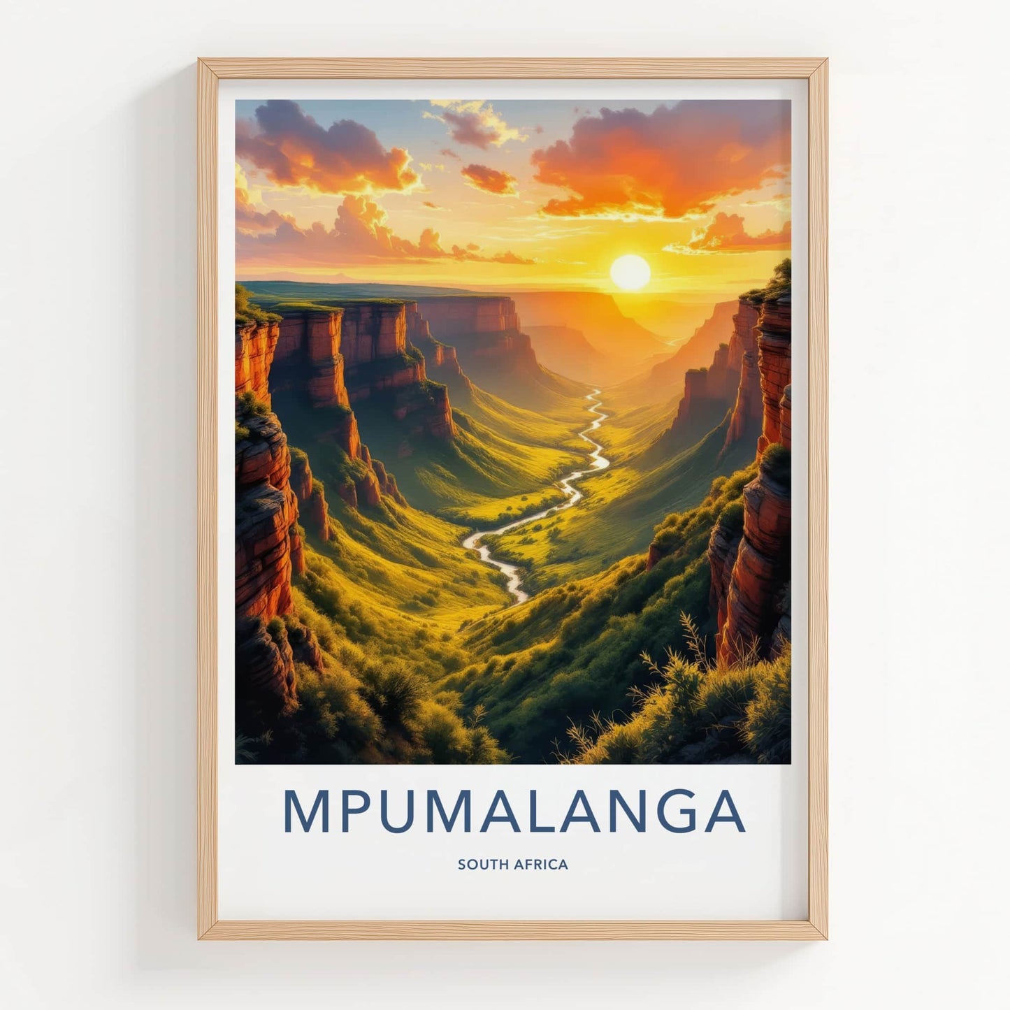 Mpumalanga Poster - South Africa Travel Art - Winding River Canyon Home Decor