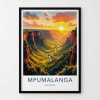 Mpumalanga Poster - South Africa Travel Art - Winding River Canyon Home Decor