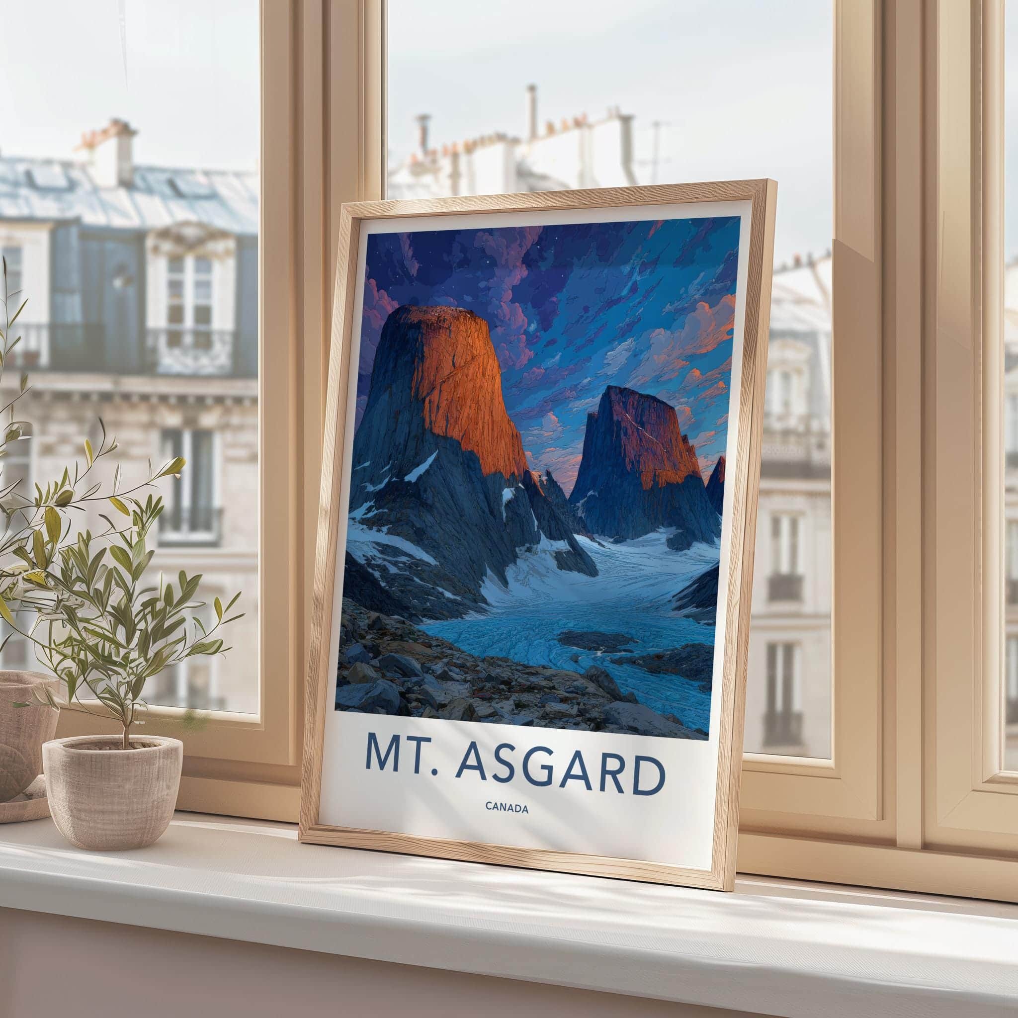Mt Asgard Poster - Canada Travel Art - Golden Glacier Mountains Wall Decor