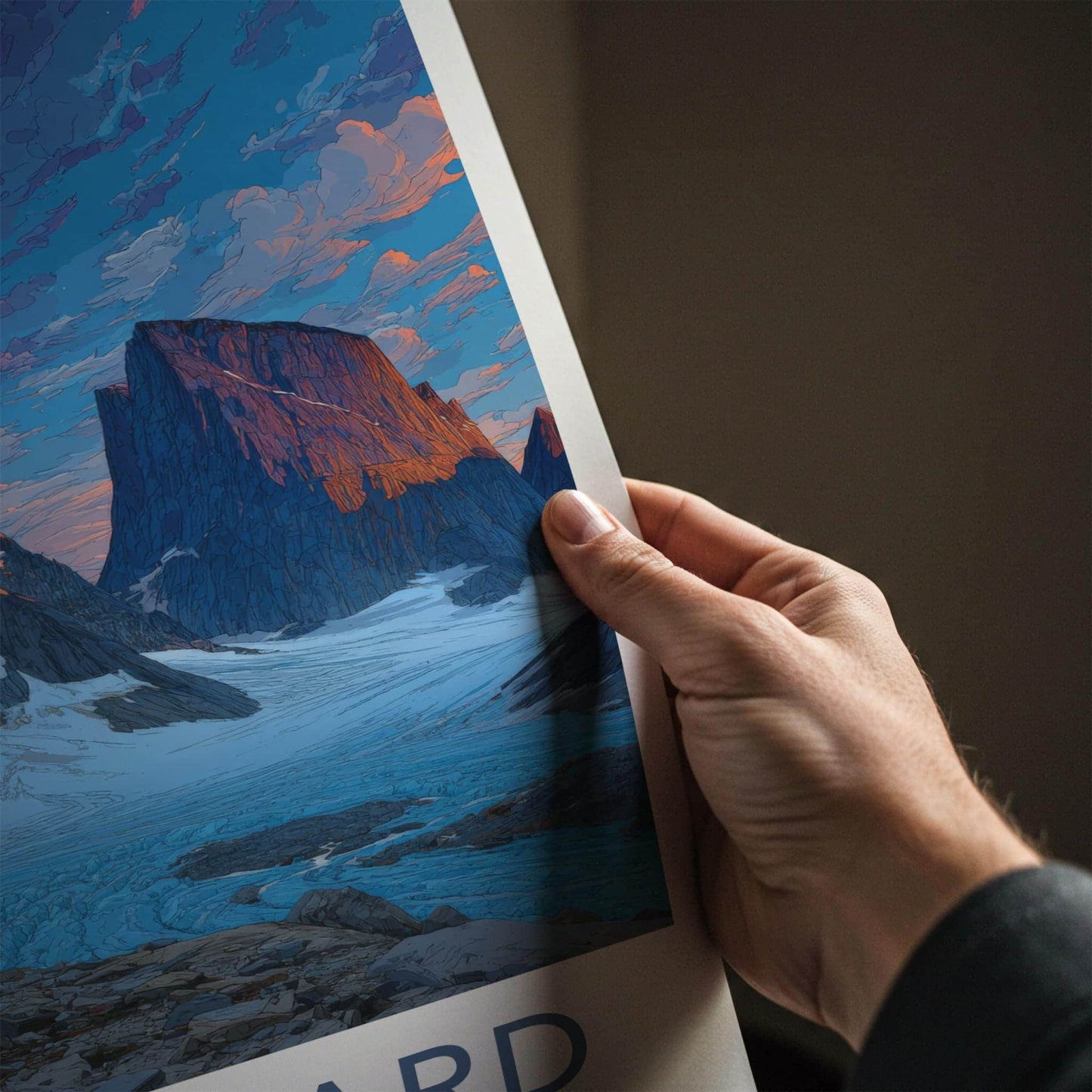 Mt Asgard Poster - Canada Travel Art - Golden Glacier Mountains Wall Decor