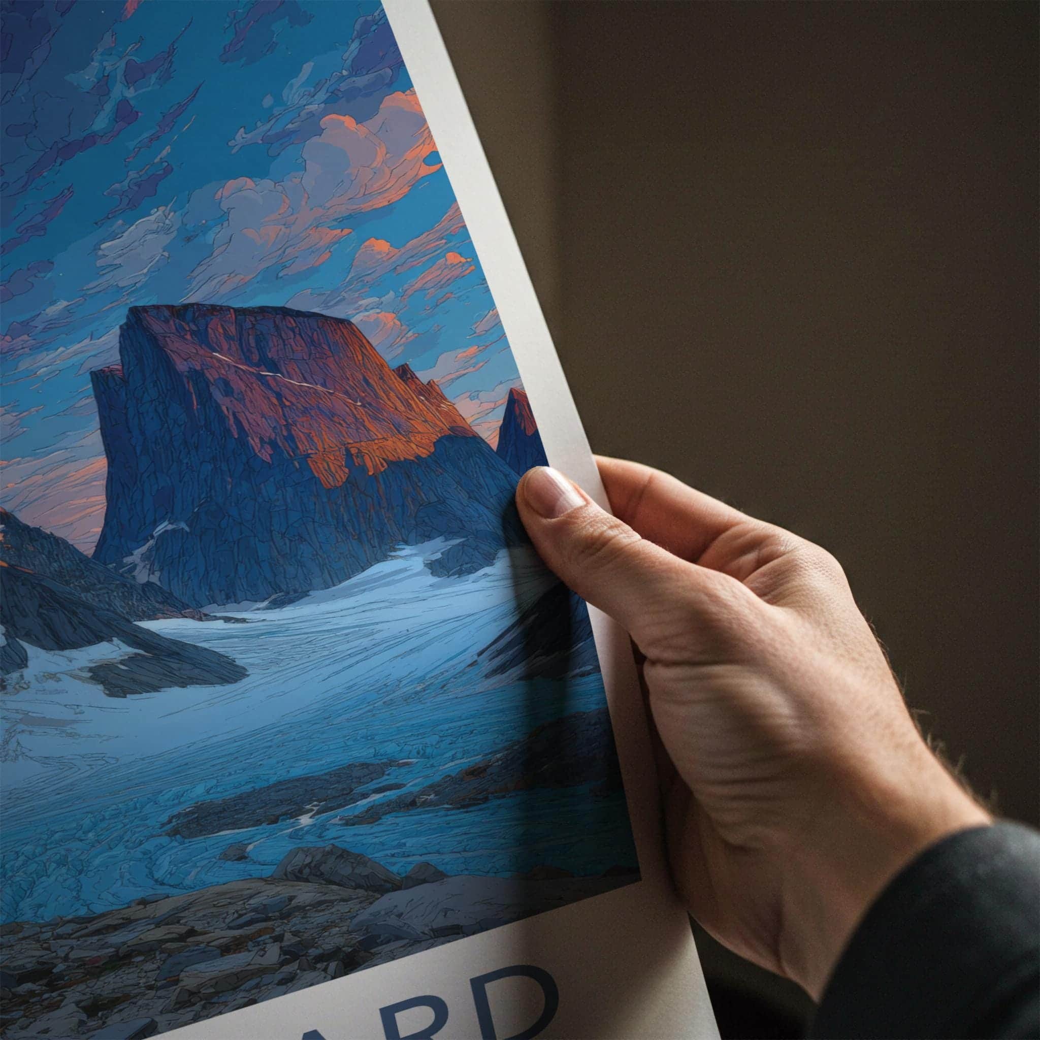 Mt Asgard Poster - Canada Travel Art - Golden Glacier Mountains Wall Decor