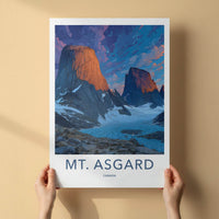 Mt Asgard Poster - Canada Travel Art - Golden Glacier Mountains Wall Decor