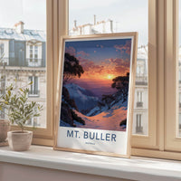 Mt Buller Poster - Australia Travel Print - Snowy Mountain Sunset Wall Decor