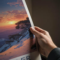 Mt Buller Poster - Australia Travel Print - Snowy Mountain Sunset Wall Decor