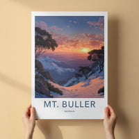 Mt Buller Poster - Australia Travel Print - Snowy Mountain Sunset Wall Decor