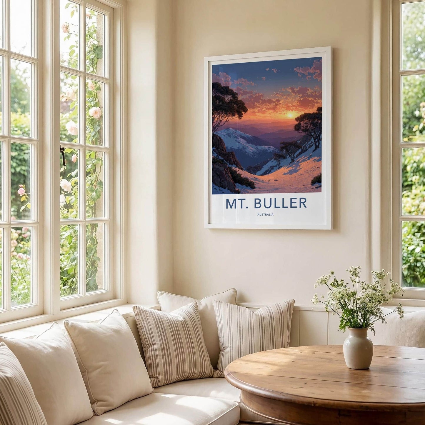 Mt Buller Poster - Australia Travel Print - Snowy Mountain Sunset Wall Decor