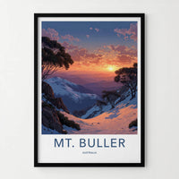 Mt Buller Poster - Australia Travel Print - Snowy Mountain Sunset Wall Decor