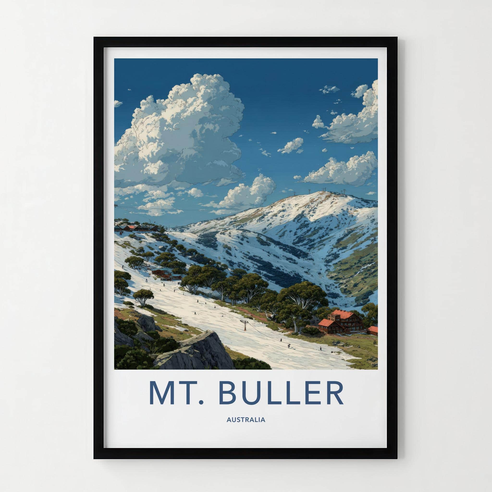 Mt Buller Poster - Australia Wall Art - Snowy Mountain Skiers Home Decor