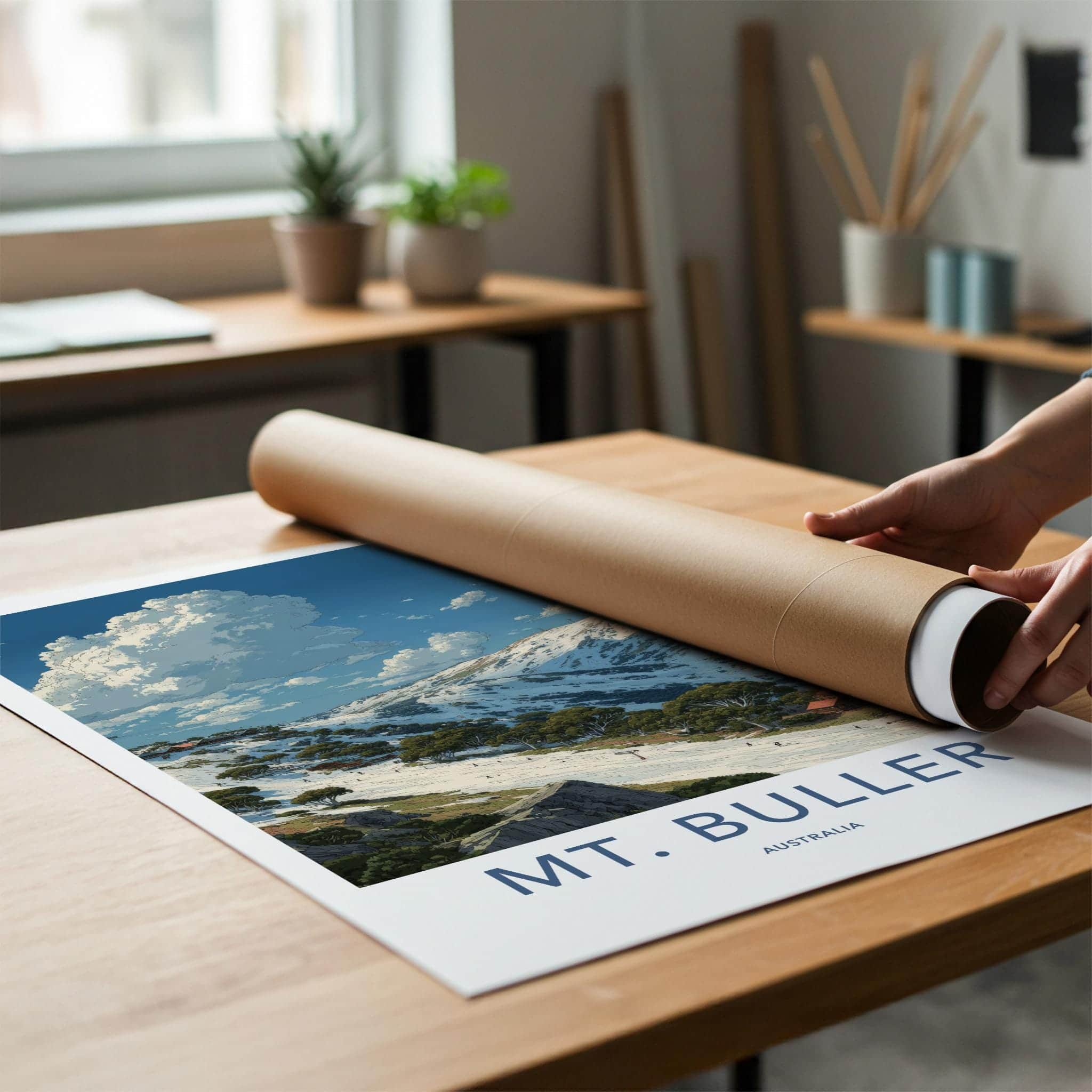 Mt Buller Poster - Australia Wall Art - Snowy Mountain Skiers Home Decor
