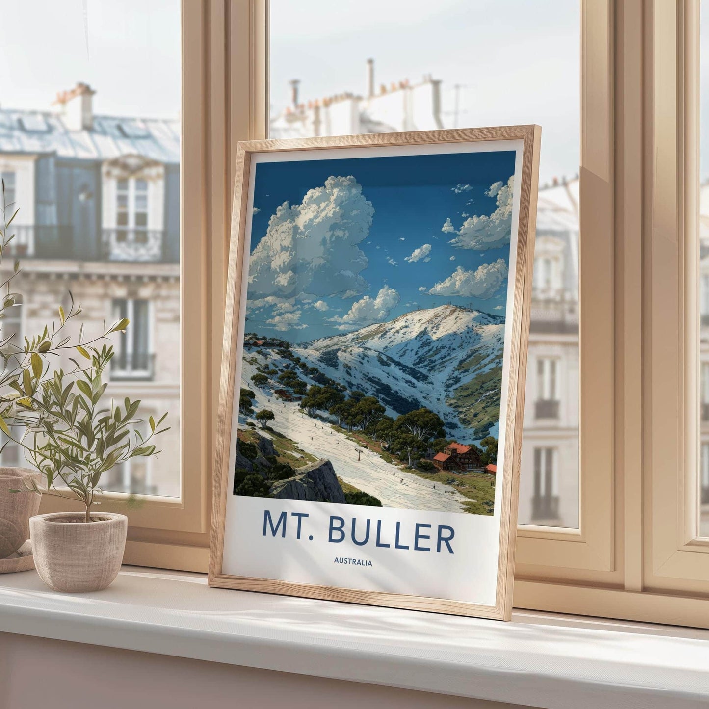 Mt Buller Poster - Australia Wall Art - Snowy Mountain Skiers Home Decor