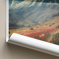 MT. DAMAVAND Poster - Iran Travel Art - Red Poppy Landscape Home Decor
