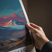 Mt. Elbrus Poster - Russia Travel Art - Colorful Mountain Sunset Home Decor