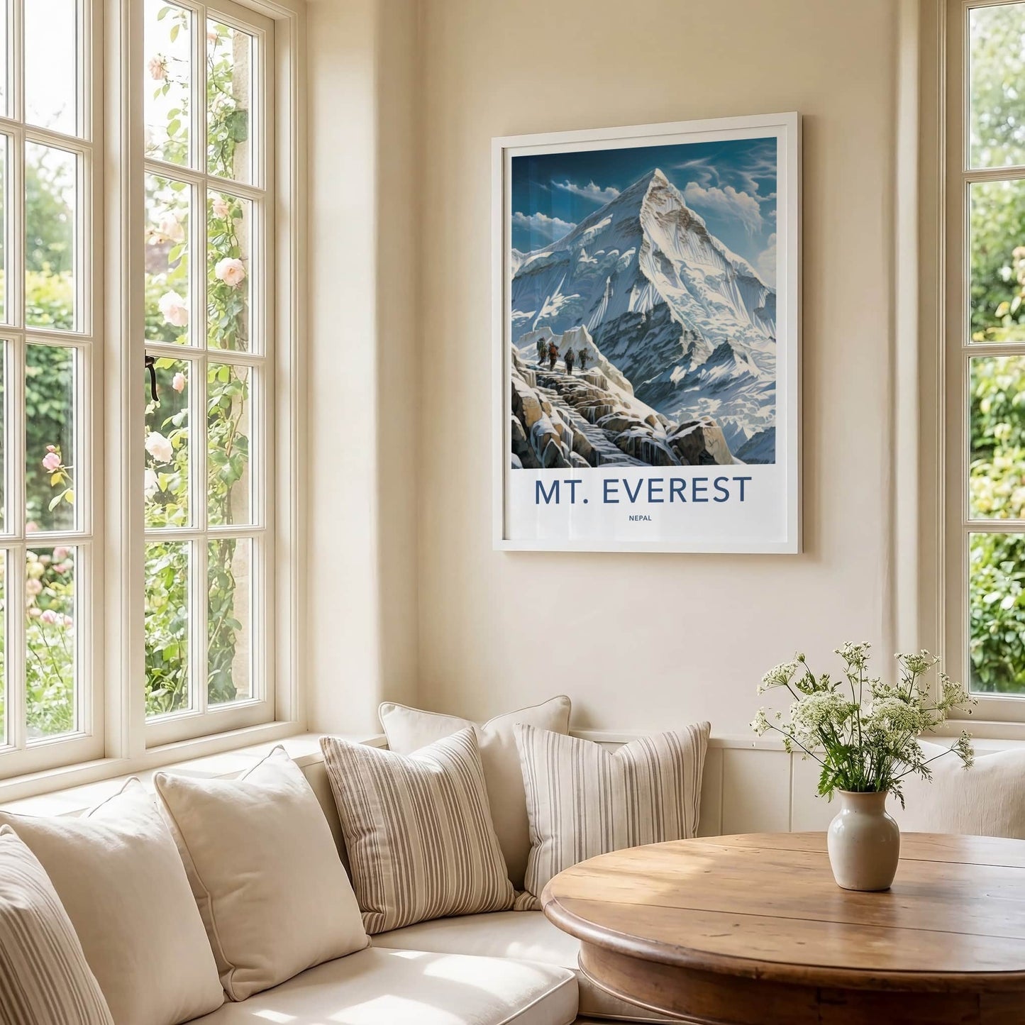 Mt Everest Poster - Nepal Travel Art - Snowy Mountain Ascent Home Decor