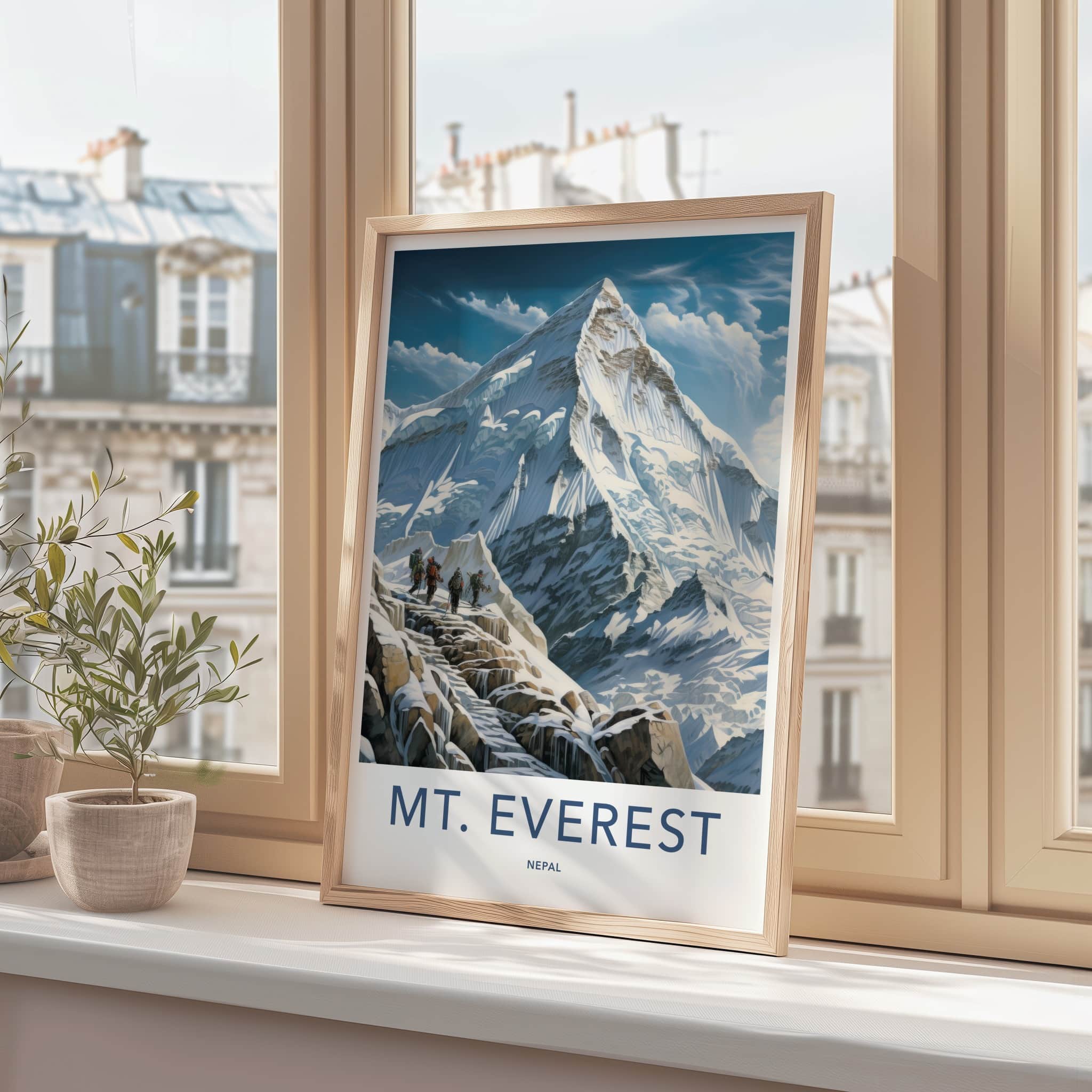 Mt Everest Poster - Nepal Travel Art - Snowy Mountain Ascent Home Decor