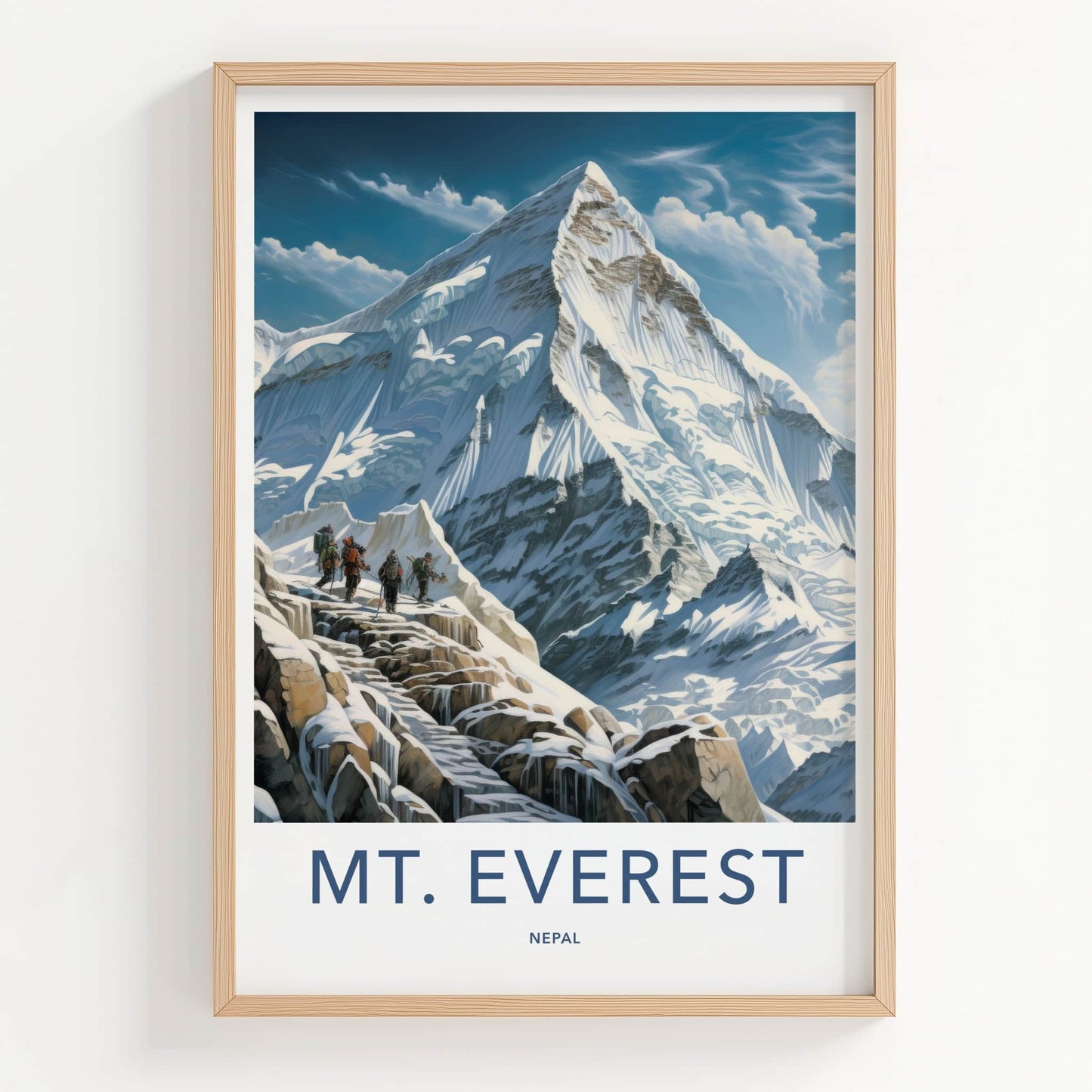 Mt Everest Poster - Nepal Travel Art - Snowy Mountain Ascent Home Decor