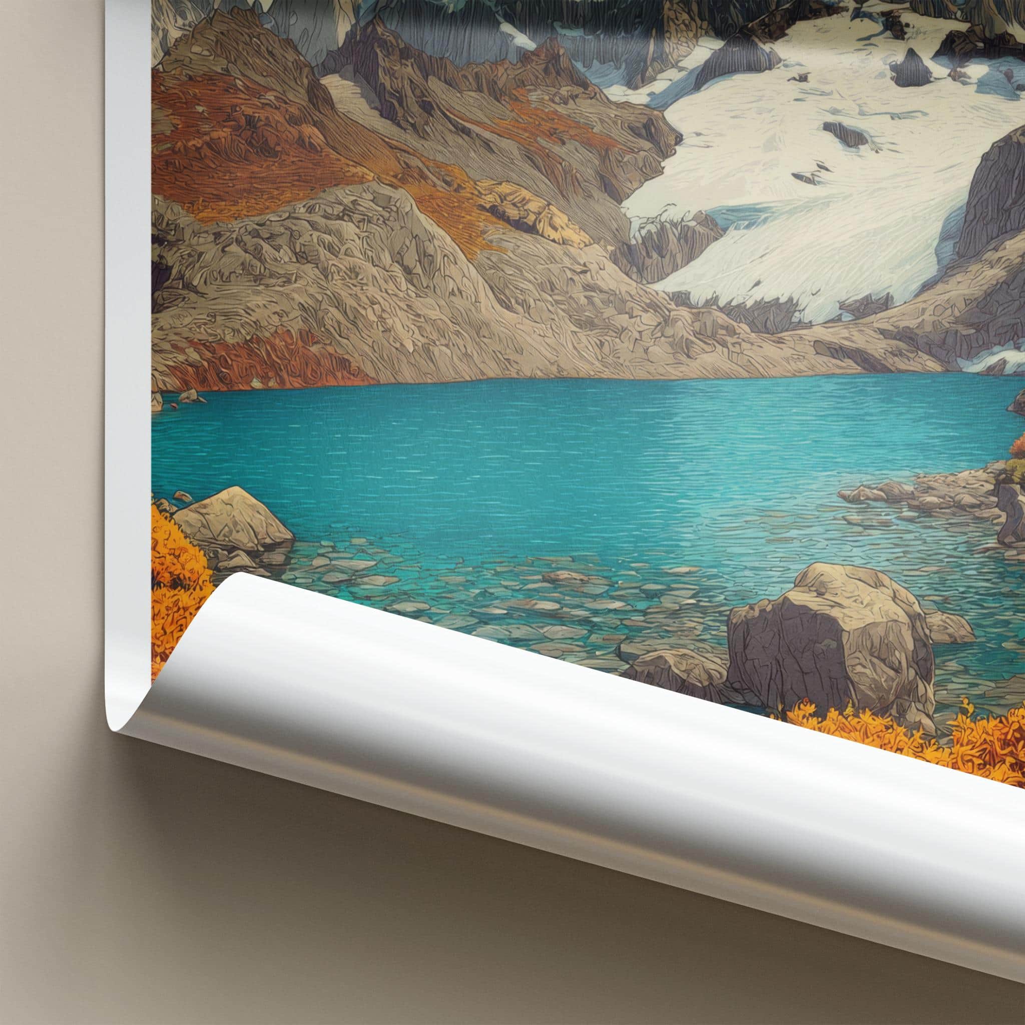 Mt Fitz Roy Poster - Argentina Travel Art - Rugged Peaks Lake Home Decor