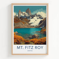 Mt Fitz Roy Poster - Argentina Travel Art - Rugged Peaks Lake Home Decor