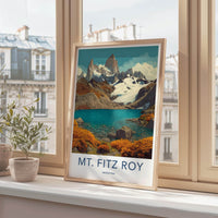Mt Fitz Roy Poster - Argentina Travel Art - Rugged Peaks Lake Home Decor