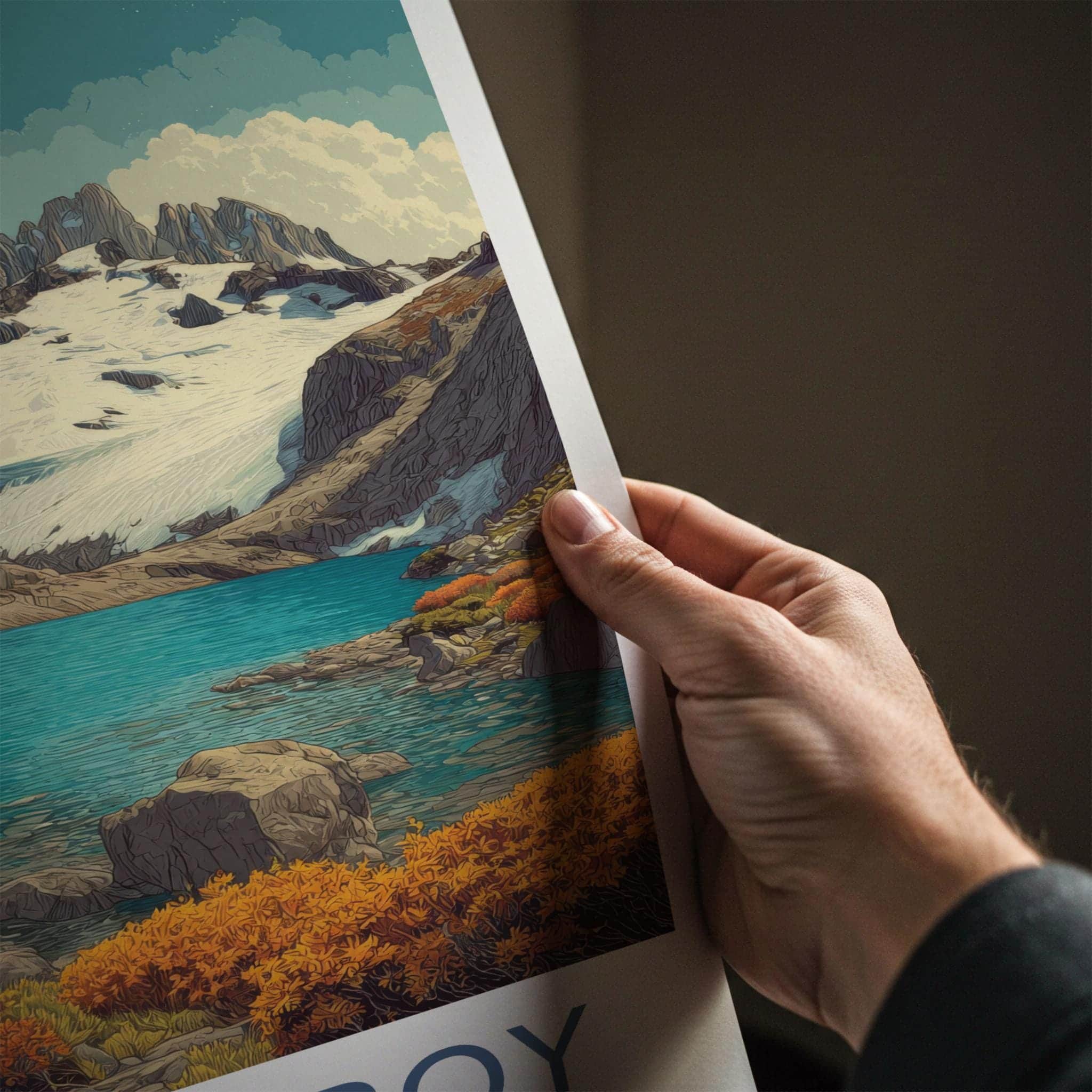 Mt Fitz Roy Poster - Argentina Travel Art - Rugged Peaks Lake Home Decor