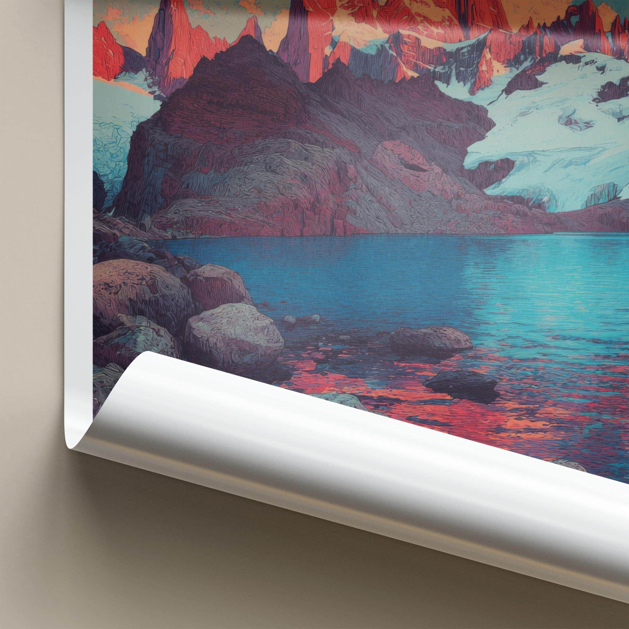 Mt Fitz Roy Poster - Argentina Travel Art - Vibrant Mountain Landscape Home Decor
