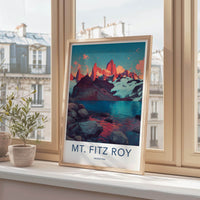 Mt Fitz Roy Poster - Argentina Travel Art - Vibrant Mountain Landscape Home Decor