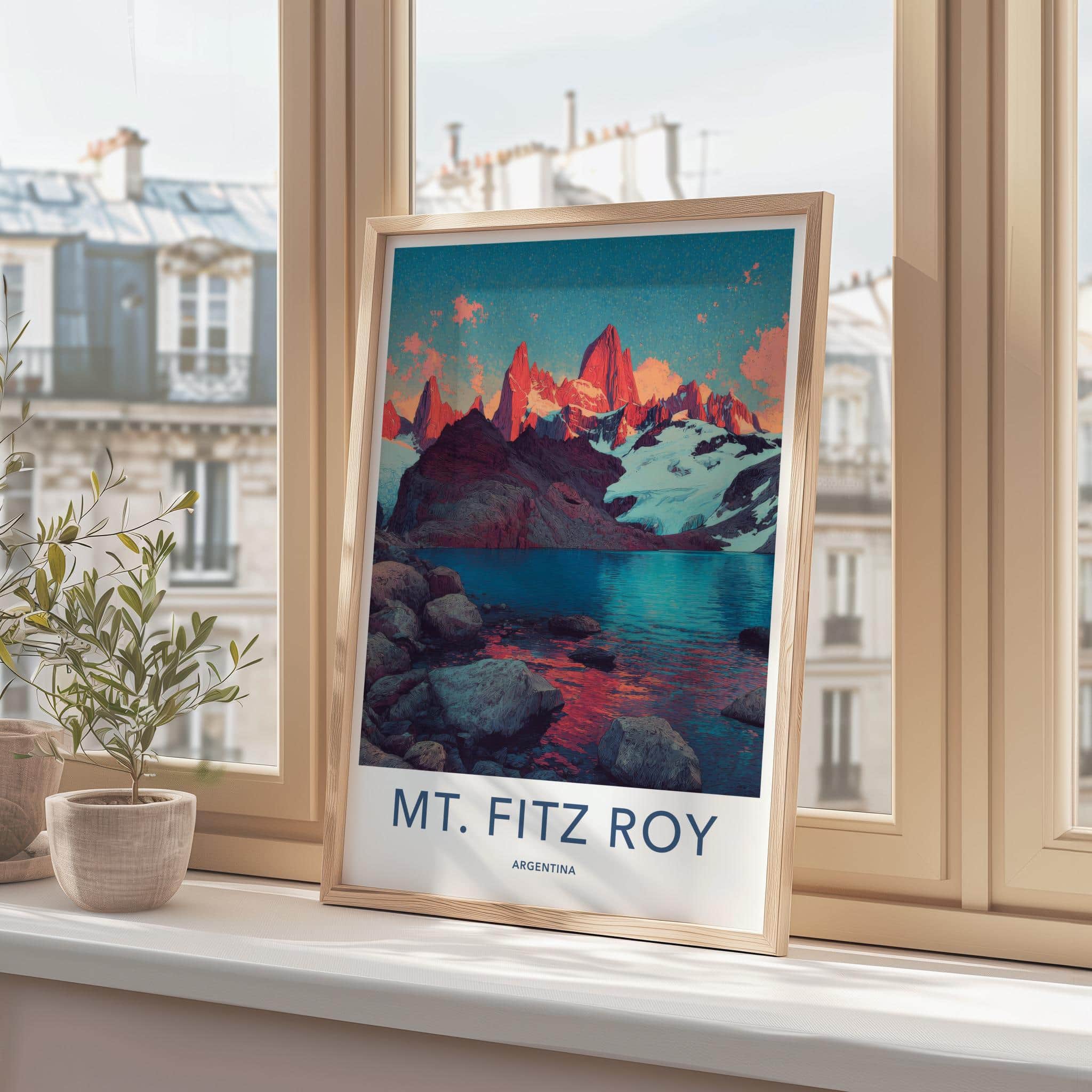 Mt Fitz Roy Poster - Argentina Travel Art - Vibrant Mountain Landscape Home Decor