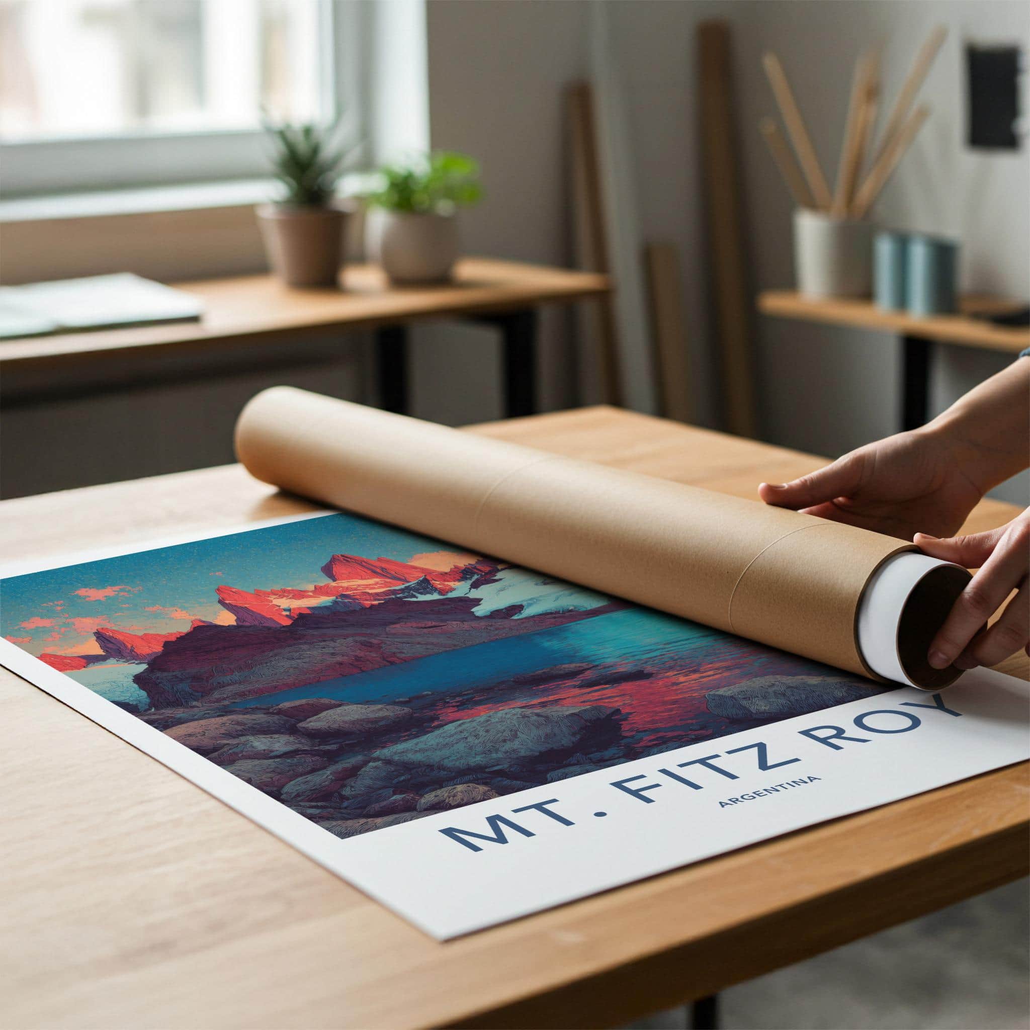 Mt Fitz Roy Poster - Argentina Travel Art - Vibrant Mountain Landscape Home Decor