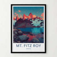 Mt Fitz Roy Poster - Argentina Travel Art - Vibrant Mountain Landscape Home Decor