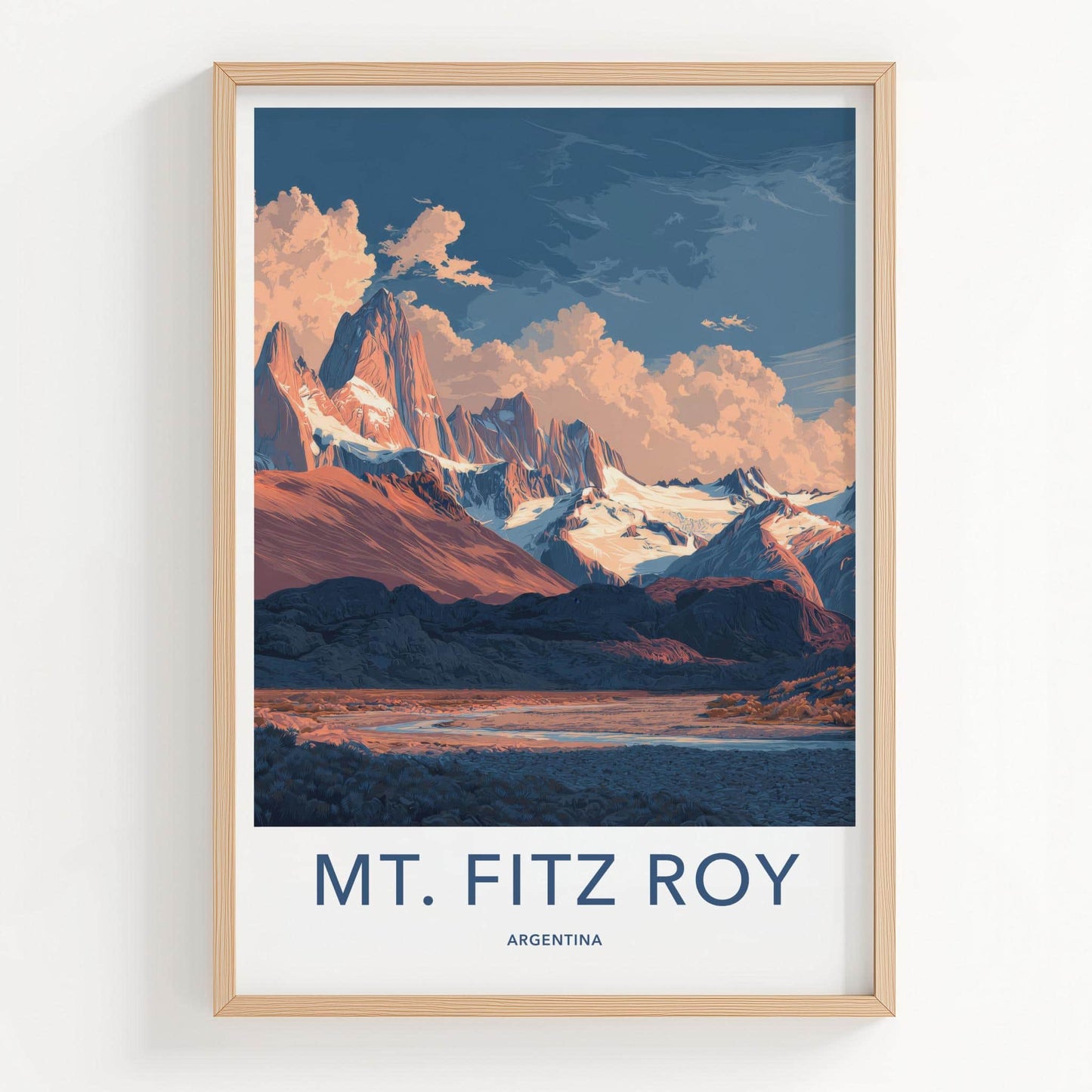 Mt Fitz Roy Poster - Argentina Wall Art - Patagonia Mountain Scene Gift