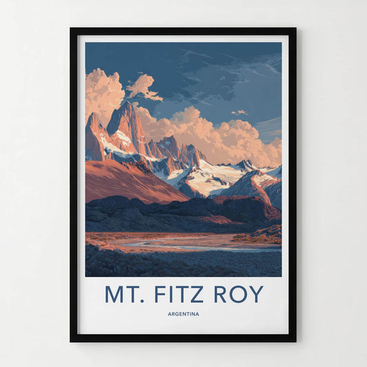 Mt Fitz Roy Poster - Argentina Wall Art - Patagonia Mountain Scene Gift