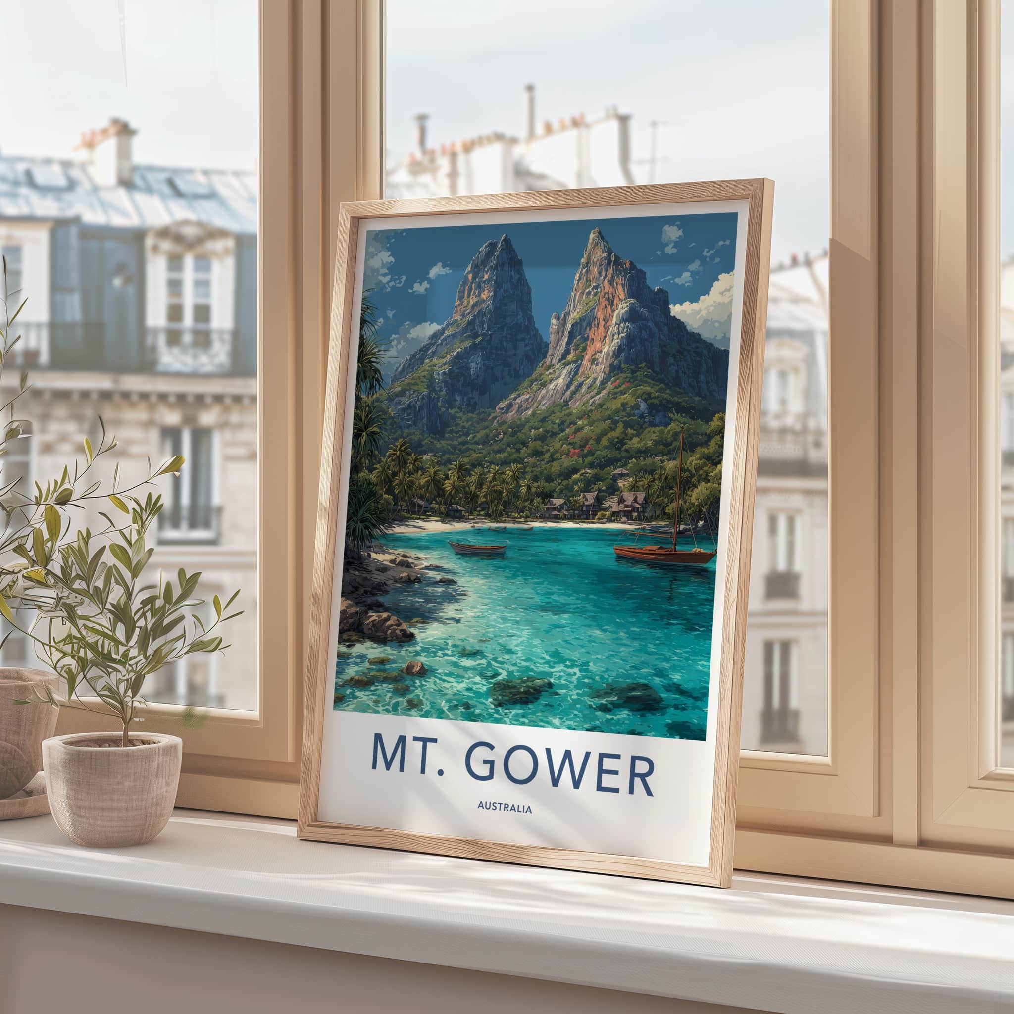 Mt. Gower Poster - Australia Art Print - Tropical Island Bay Home Decor