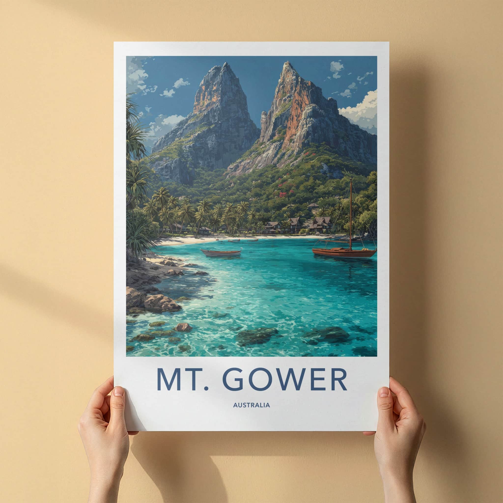 Mt. Gower Poster - Australia Art Print - Tropical Island Bay Home Decor