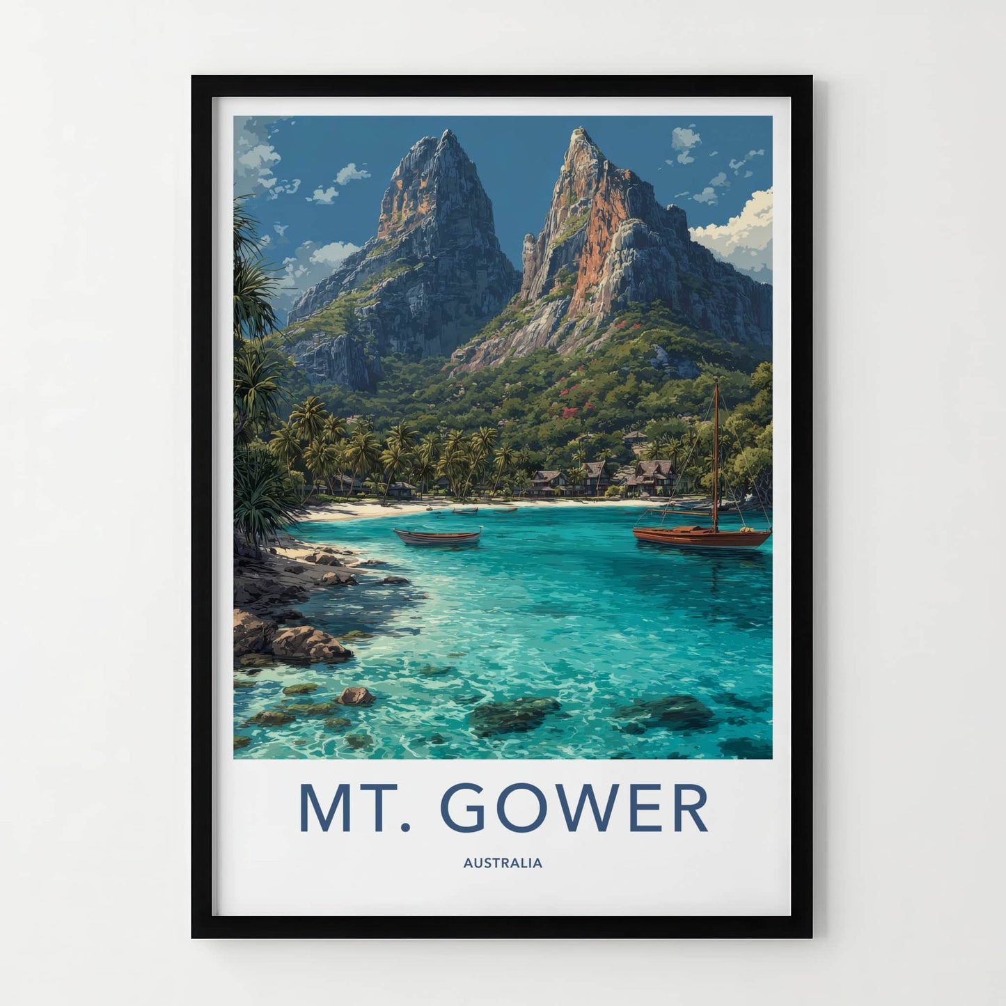 Mt. Gower Poster - Australia Art Print - Tropical Island Bay Home Decor