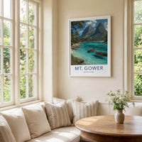 Mt. Gower Poster - Australia Travel Art - Clear Water Boats Home Decor