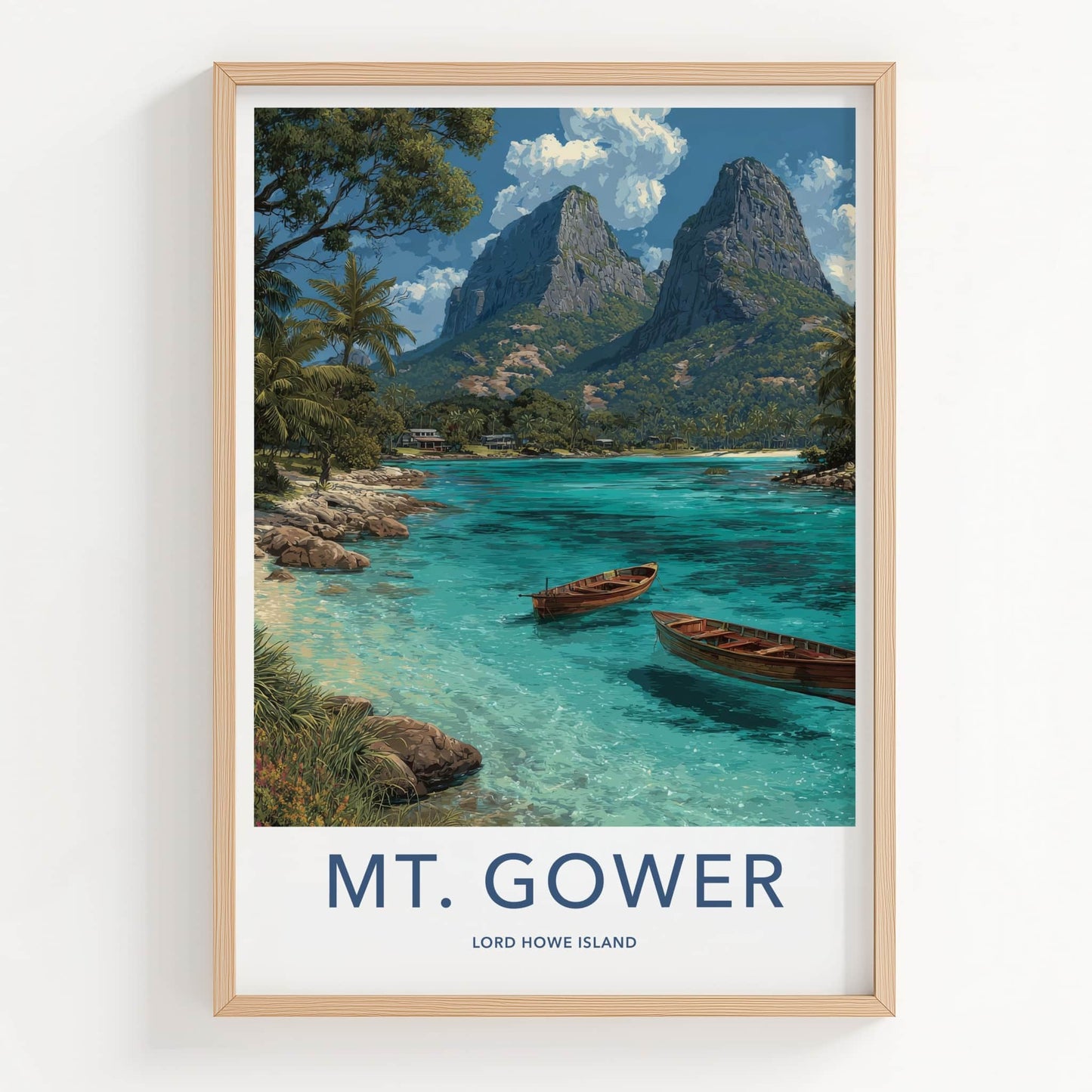 Mt. Gower Poster - Australia Travel Art - Clear Water Boats Home Decor