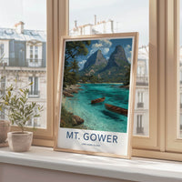 Mt. Gower Poster - Australia Travel Art - Clear Water Boats Home Decor