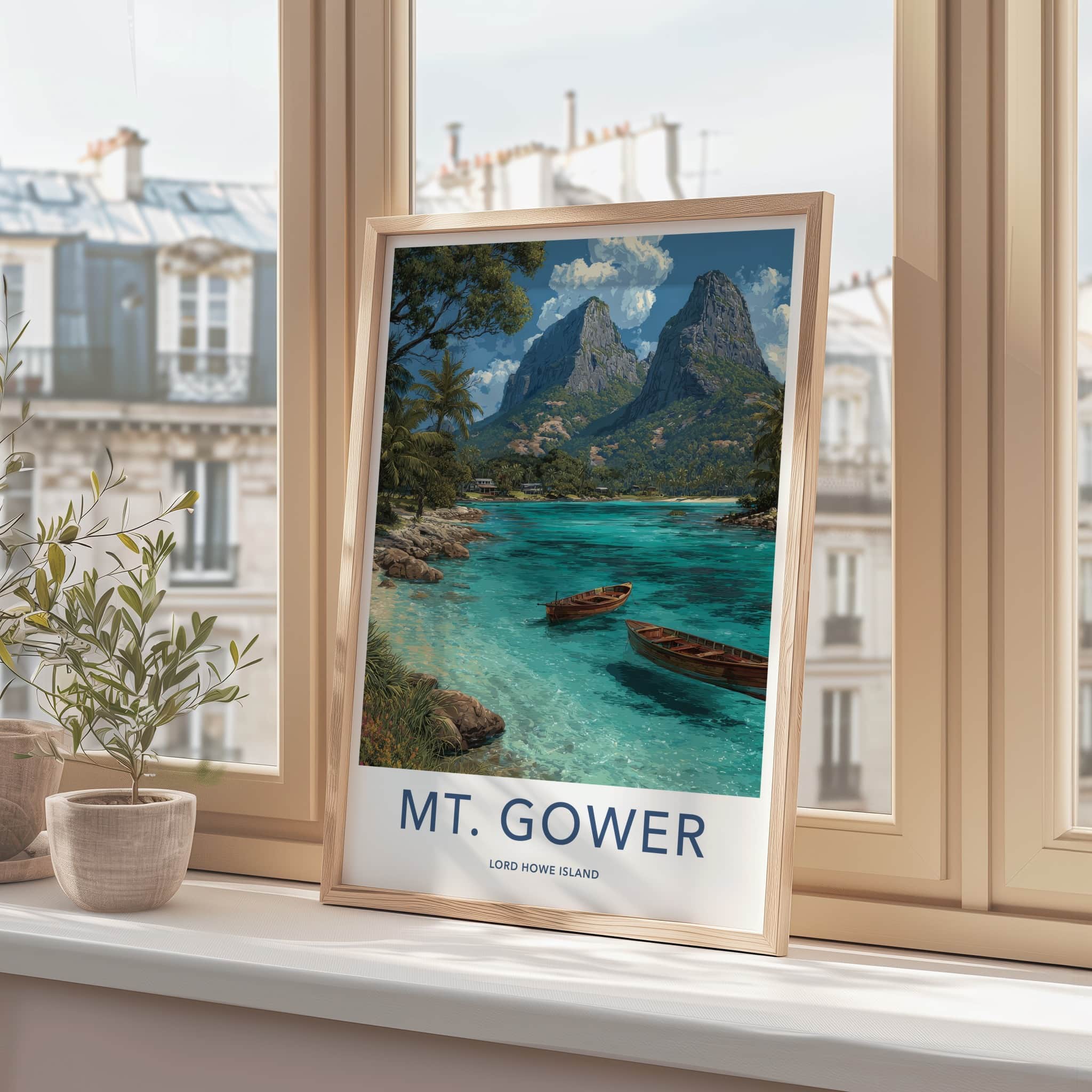 Mt. Gower Poster - Australia Travel Art - Clear Water Boats Home Decor
