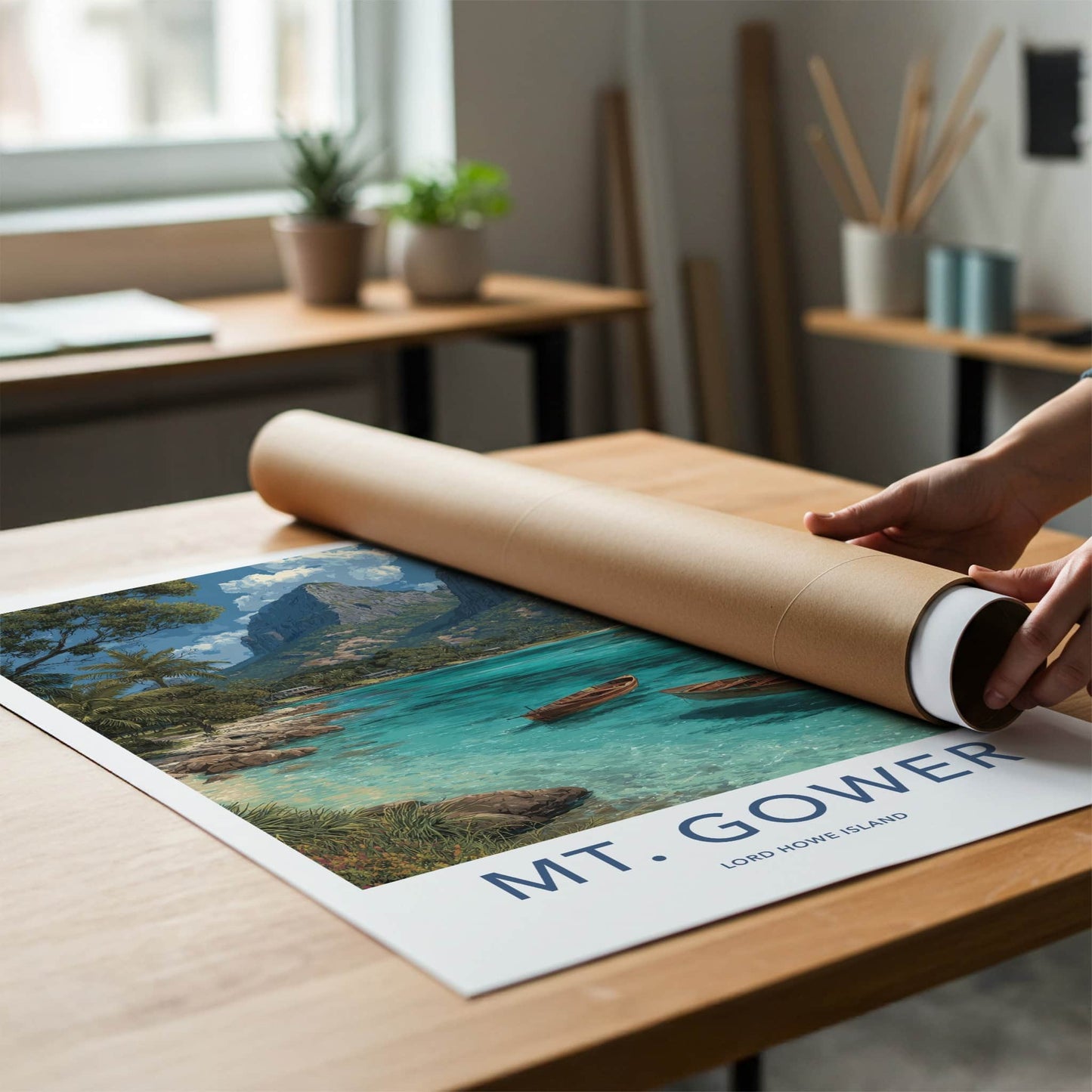 Mt. Gower Poster - Australia Travel Art - Clear Water Boats Home Decor