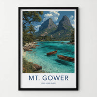 Mt. Gower Poster - Australia Travel Art - Clear Water Boats Home Decor