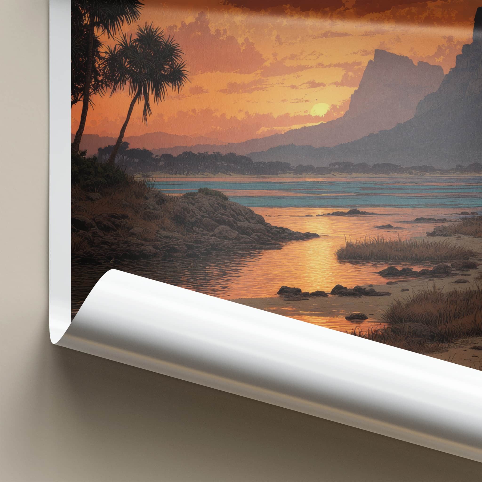 Mt Gower Poster - Australia Travel Art - Fiery Tropical Dusk Home Decor