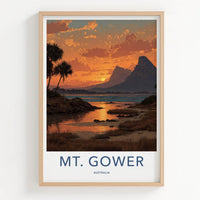 Mt Gower Poster - Australia Travel Art - Fiery Tropical Dusk Home Decor