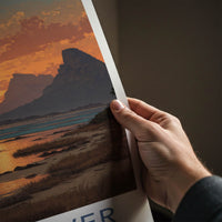 Mt Gower Poster - Australia Travel Art - Fiery Tropical Dusk Home Decor
