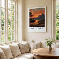 Mt Gower Poster - Australia Travel Art - Fiery Tropical Dusk Home Decor