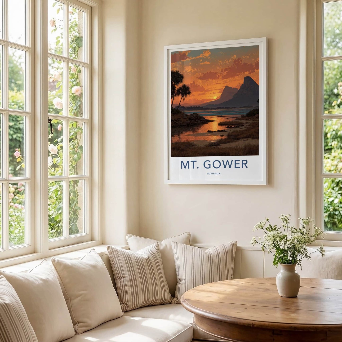 Mt Gower Poster - Australia Travel Art - Fiery Tropical Dusk Home Decor