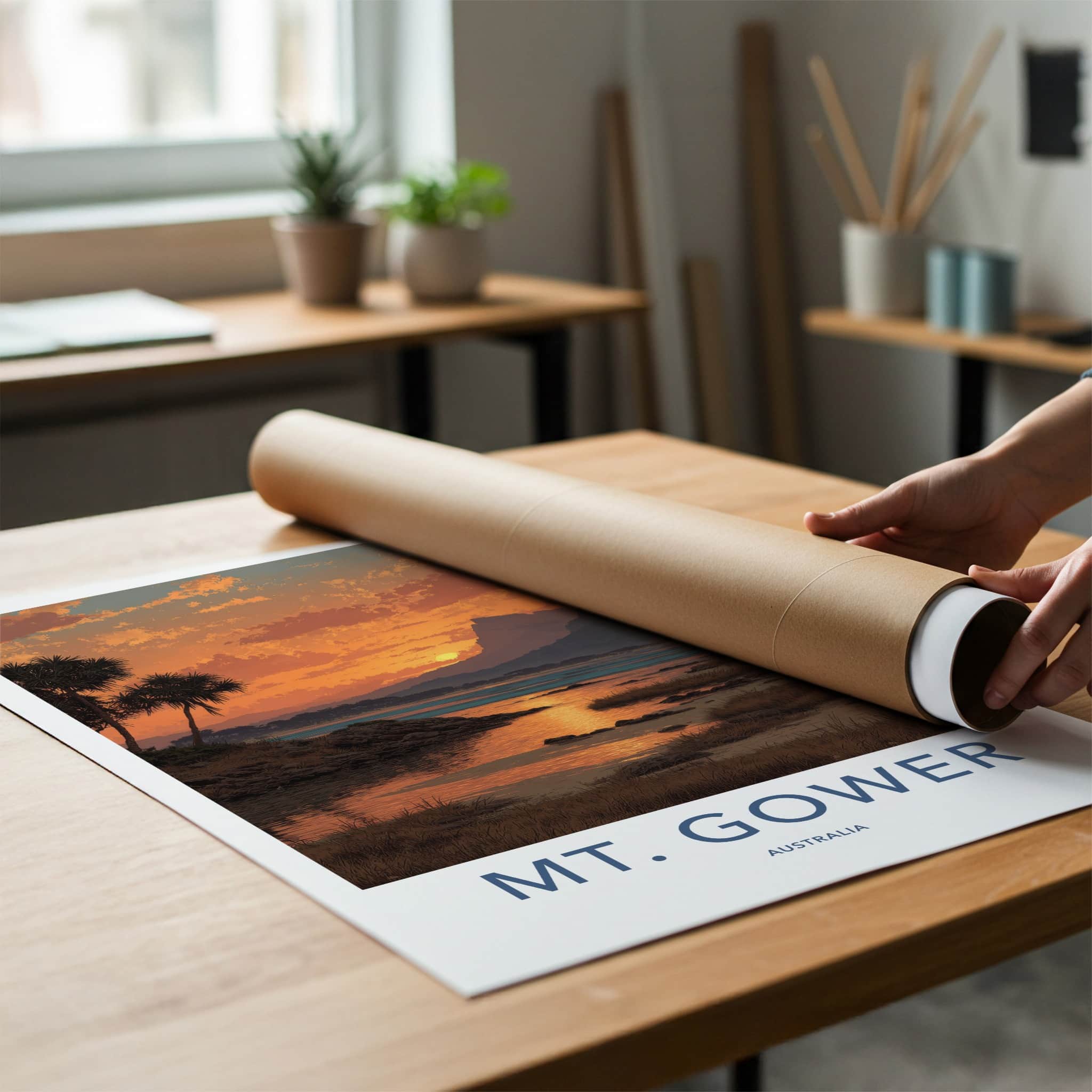 Mt Gower Poster - Australia Travel Art - Fiery Tropical Dusk Home Decor